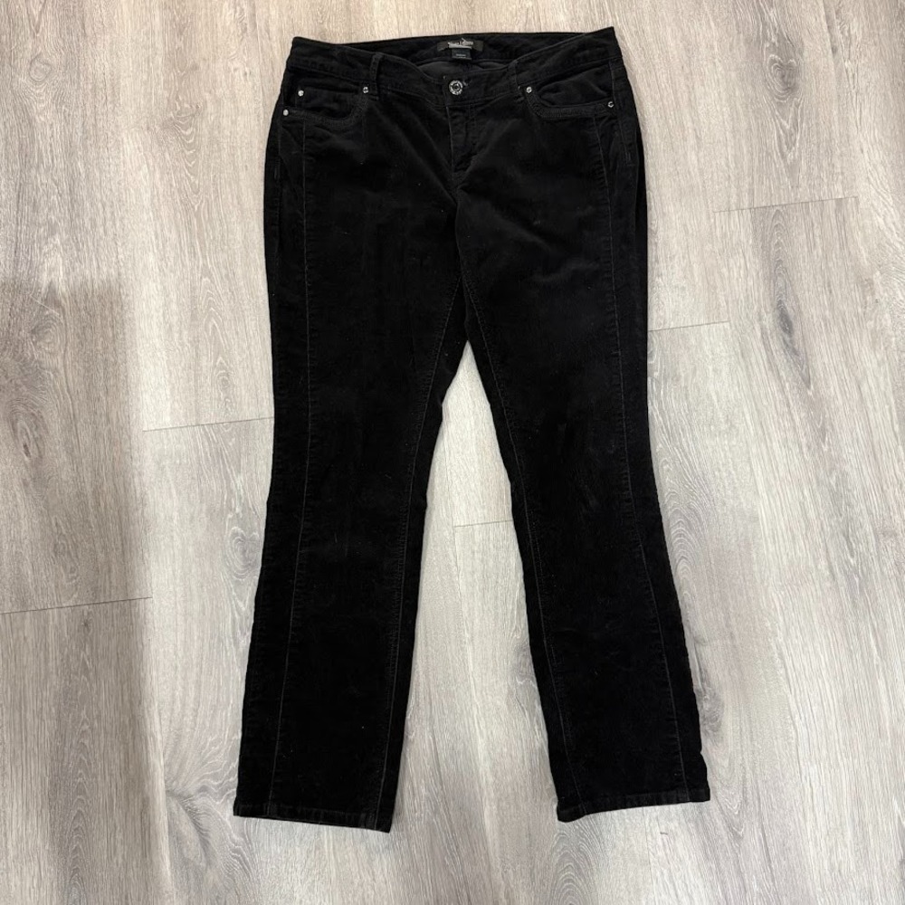 White‎ House Black Market Corduroy Women's Black Slim Leg Pants Noir Sz 6S